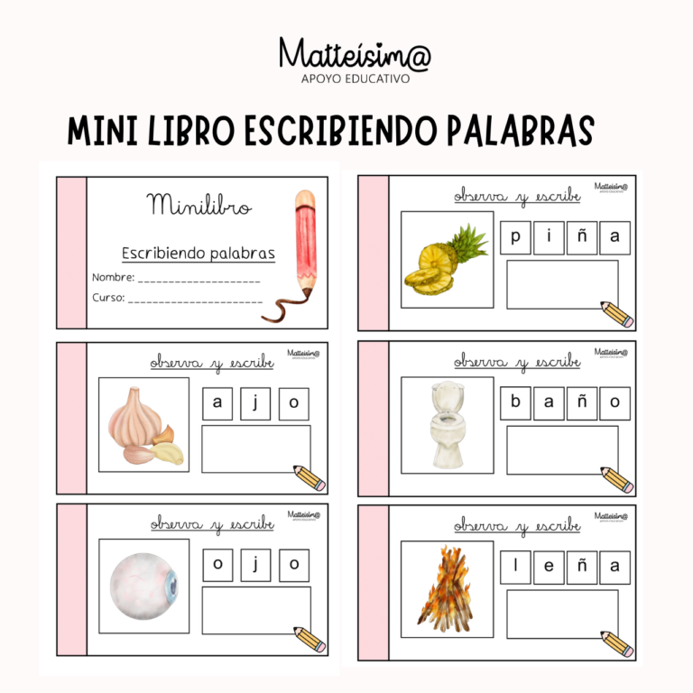 Mini libro escritura de palabras – Matteisima